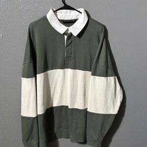 No Boundaries Olive and Cream Polo Shirt